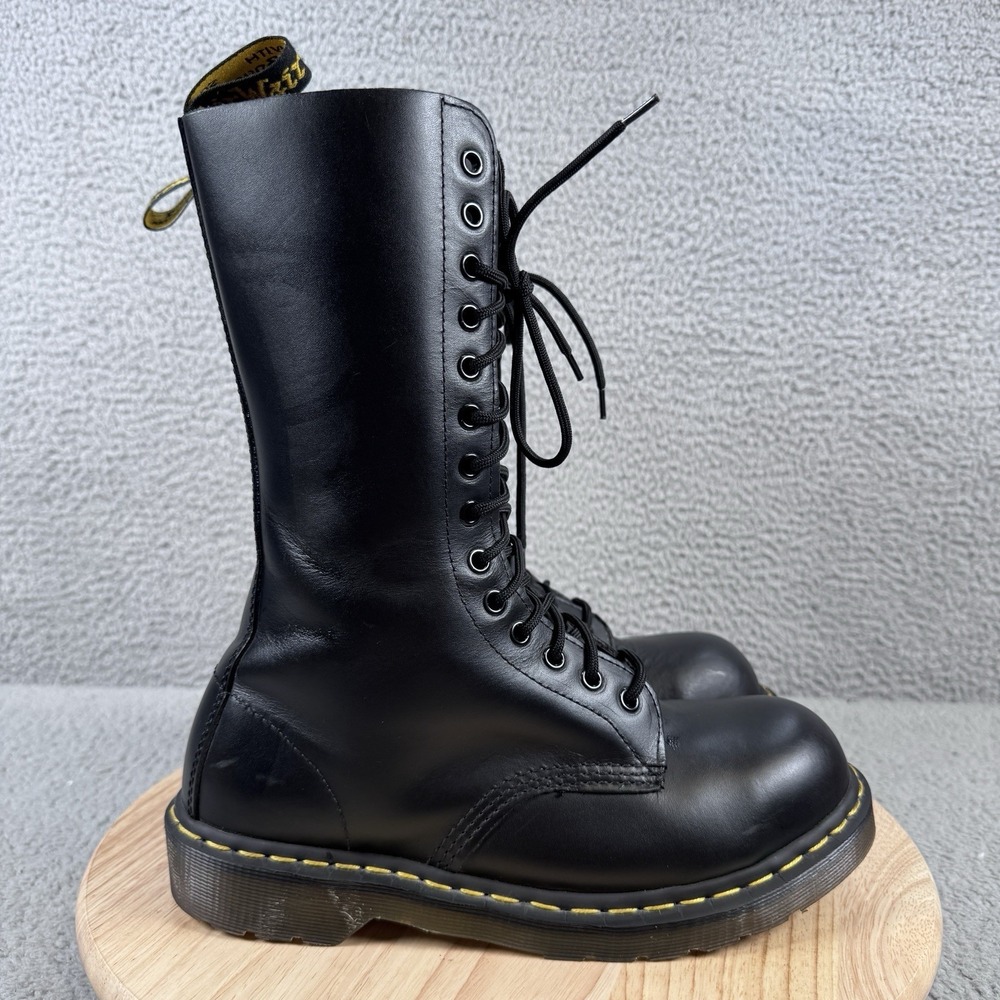 Dr Martens 10113 Mens 8 Womens 9 Black Leather 14 Eye Steel Toe Boots
